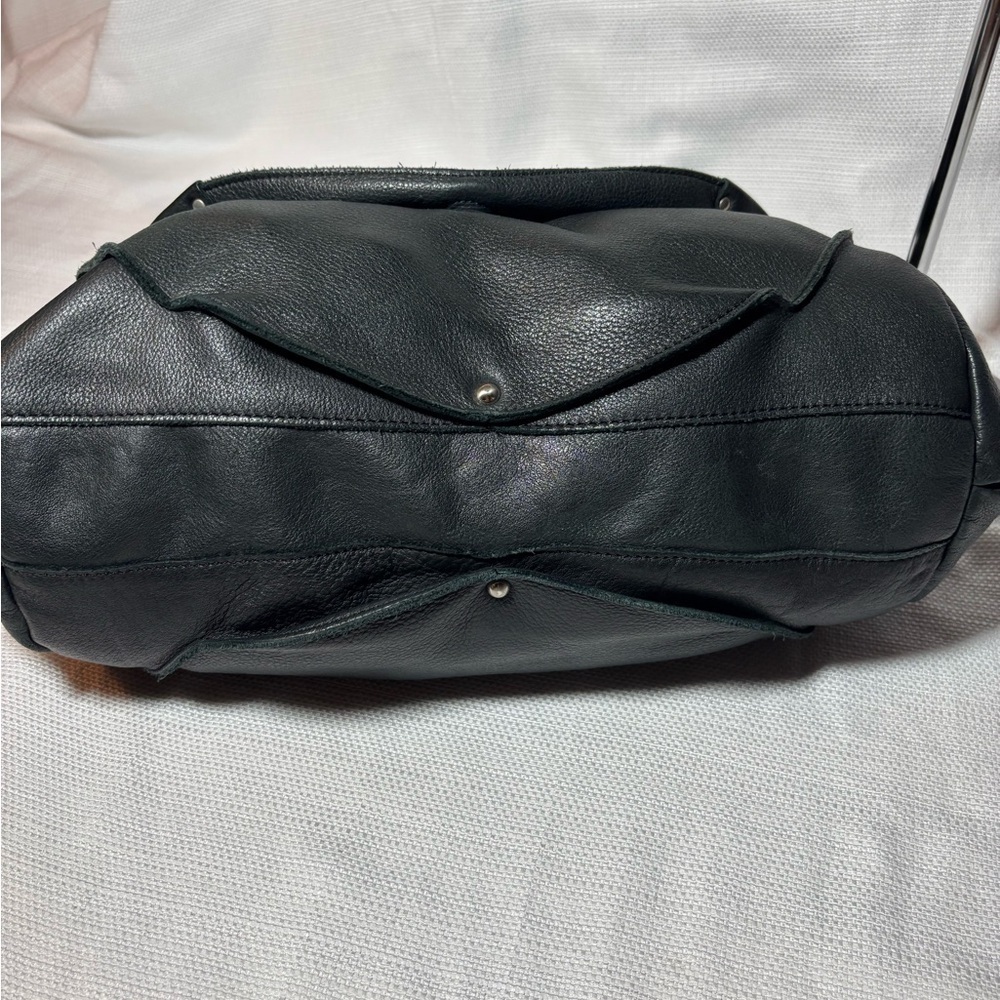 Kenneth Cole New York Black Pebbled Leather Shoulder Hobo Bag - Picture 16 of 17